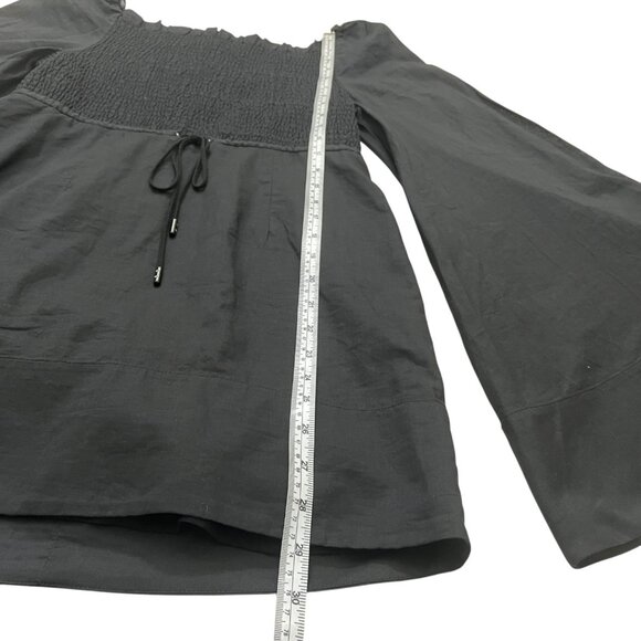 Alice McCall Bell Flare Sleeve Smocked Mini Dress Black Size 4 Boho Groovy - Picture 10 of 11